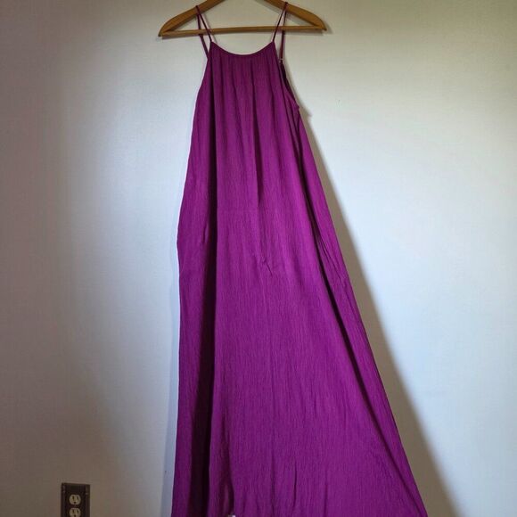 LIKE NEW A NEW DAY FUSCHIA PINK HIGH NECK TANK CREPE MAXI DRESS SIZE M - Picture 1 of 16